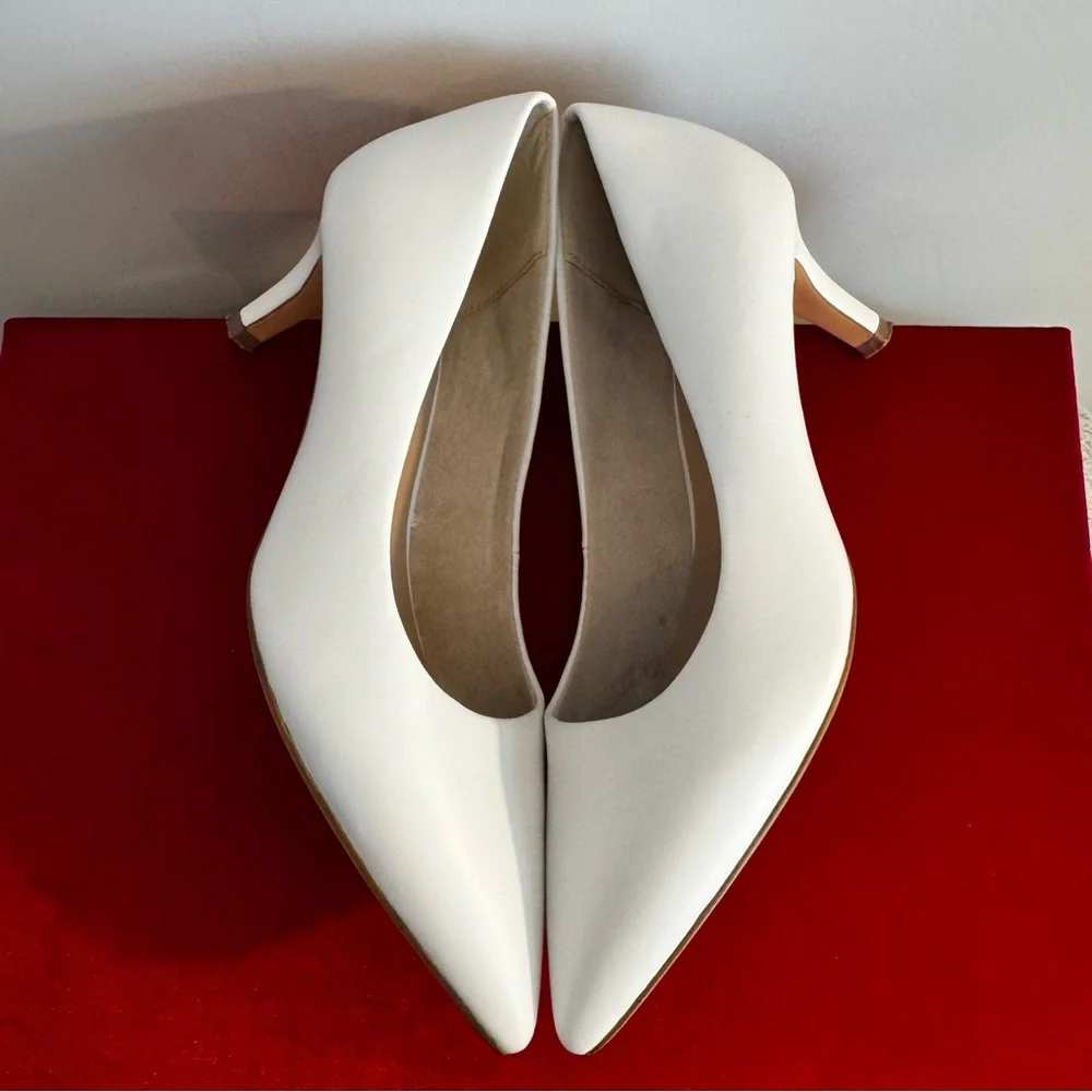 Tamaris White Pointed Toe Pumps Heels - "Touch-it" Comfort Footbed - Size 39 - Picture 2 of 12